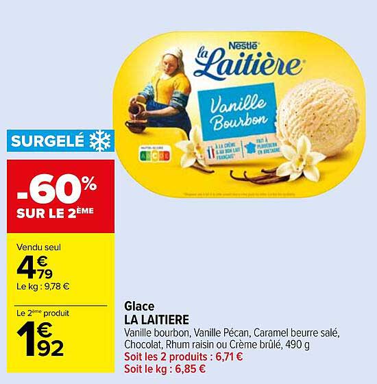 glace la laitiere -60% sur le 2eme