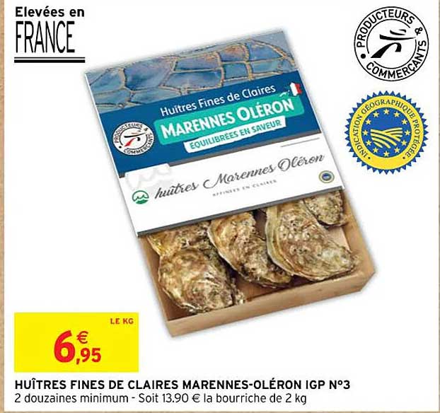 huîtres fines de claires marennes-oléron igp n°3