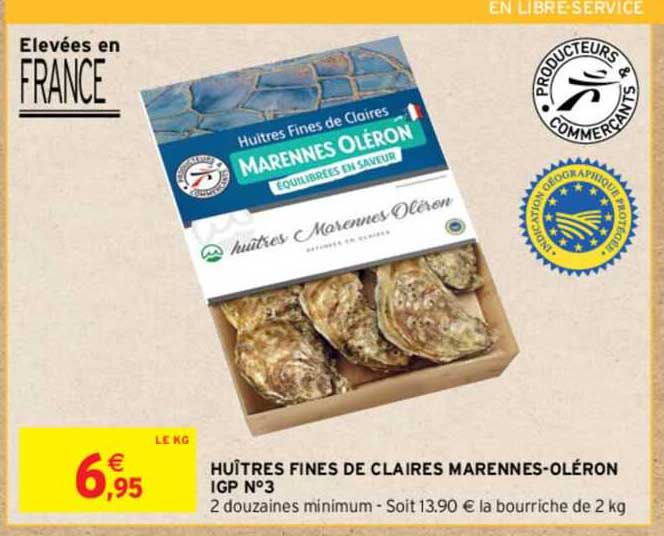 huîtres fines de claires marennes-oléron igp n°3