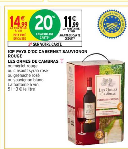 igp pays d'oc cabernet sauvignon rouge les ormes de cambras