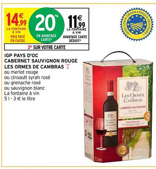 igp pays d'oc cabernet sauvignon rouge les ormes de cambras