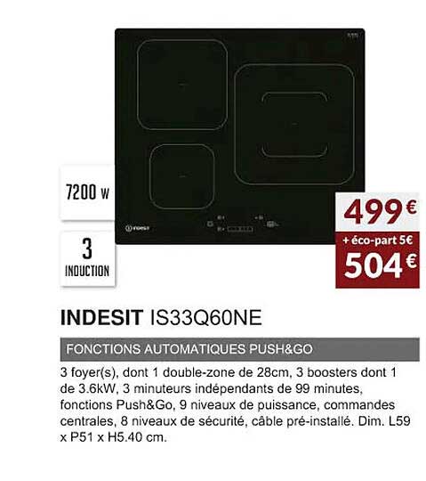 indesit is33q60ne fonctions automatiques push&go