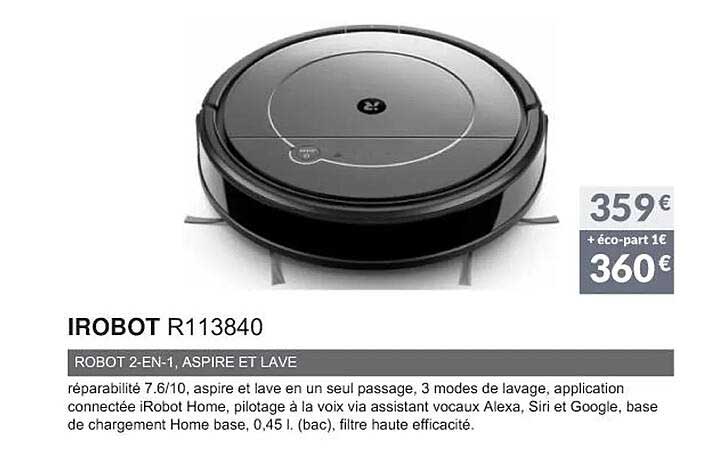 irobot 2-en-1 aspire et lave