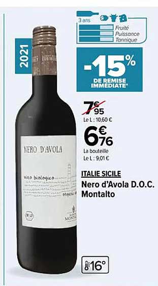 italie sicile nero d'avola d.o.c. montalto