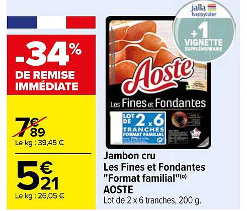 jambon cru les fines et fondantes "format familial" aoste