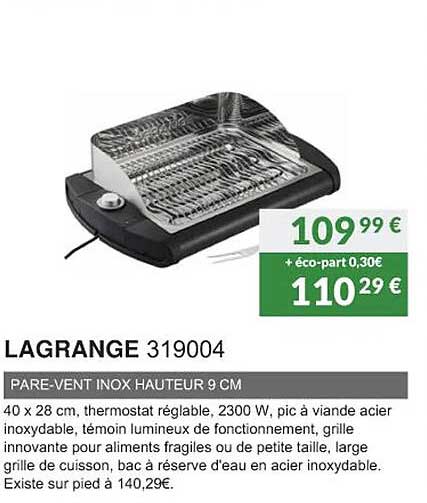 lagrange 319004 pare-vent inox hauteur 9 cm