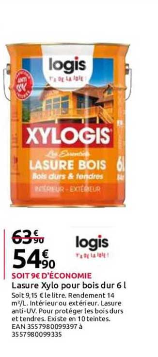 lasure xylo pour bois dur 6l logis