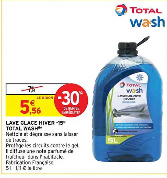lave glace hiver -15° total wash