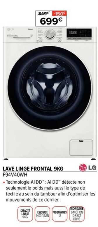 lave linge frontal 9kg lg