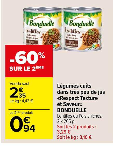 légumes cuits dans très peu de jus «respect texture et saveur» bonduelle