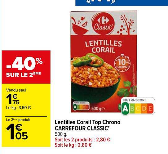 lentilles corail top chrono carrefour classic'