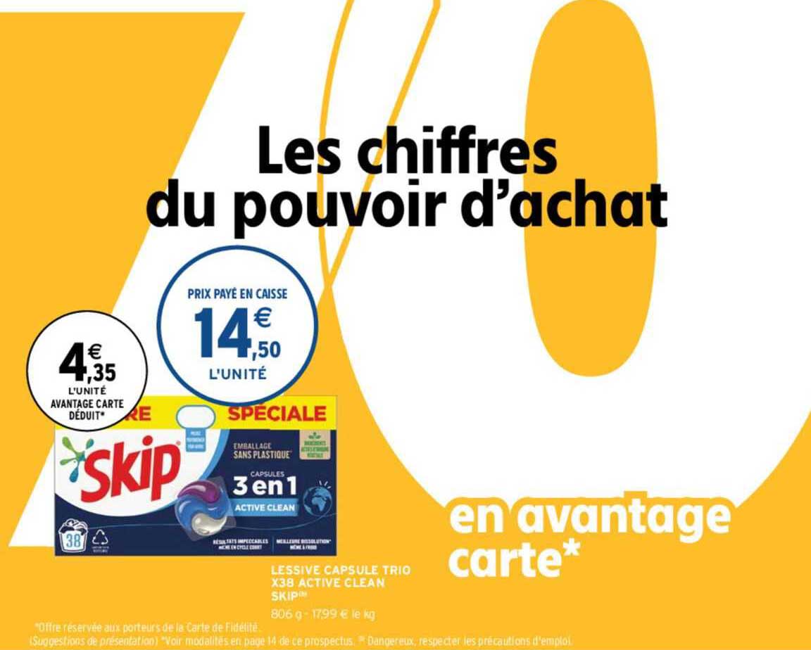 lessive capsule trio x39 active clean skip