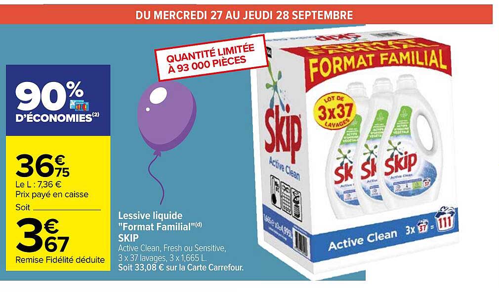 lessive liquide "format familial" skip