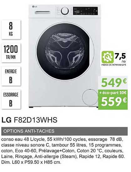 lg f82d13whs options anti-taches