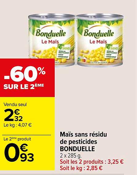 maïs sans résidu de pesticides bonduelle