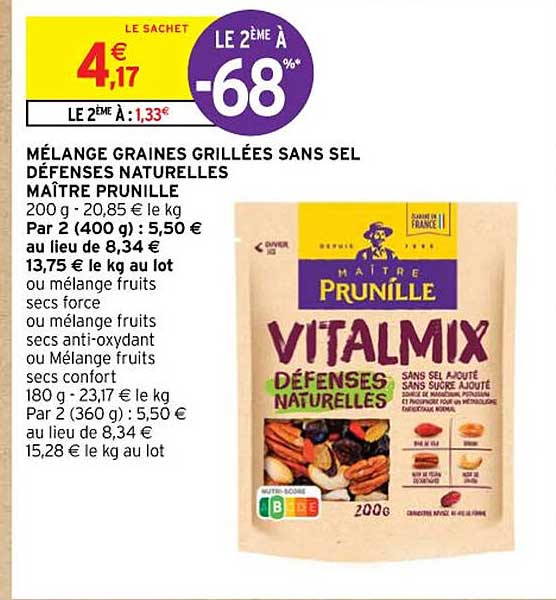 mélange graines grillées sans sel défenses naturelles maître prunille