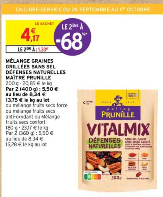 mélange graines grillées sans sel défenses naturelles maître prunille