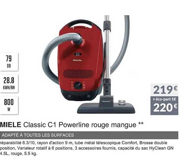 Miele Classic C1 Powerline Rouge Mangue