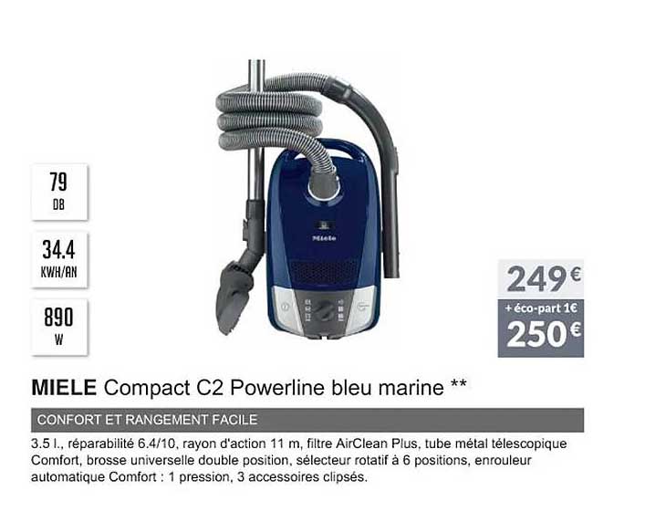 miele compact c2 powerline bleu marine