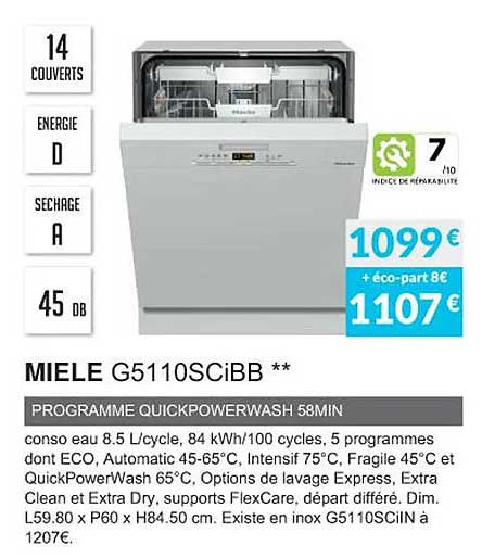 miele g5110scibb programme quickpowerwash 58min