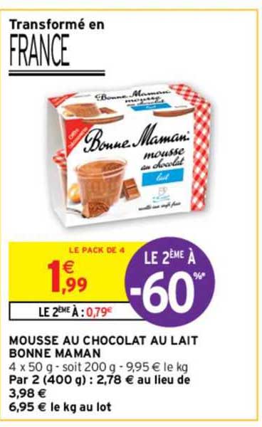 mousse au chocolat au lait bonne maman