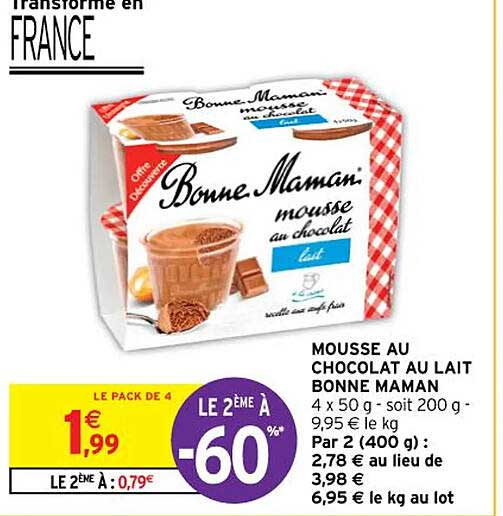 mousse au chocolat au lait bonne maman