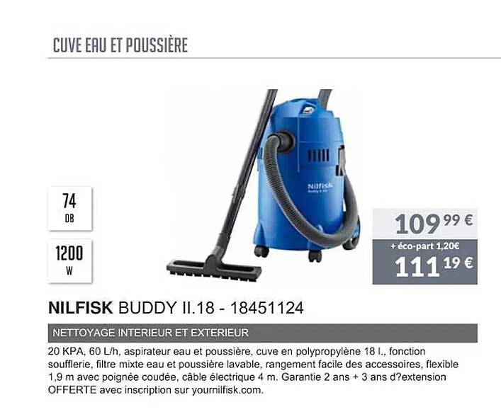 nilfisk buddy ii 18 - 18451124 nettoyage interieur et exterieur