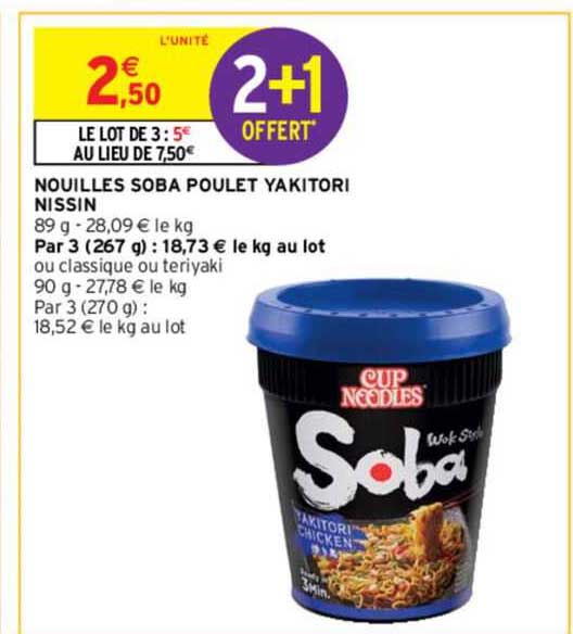 nouilles soba poulet yakitori nissin 2+1 offert