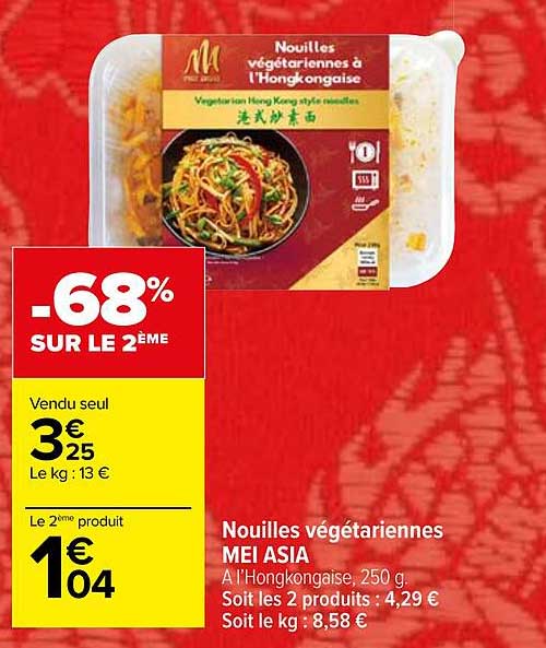 nouilles végétariennes mei asia