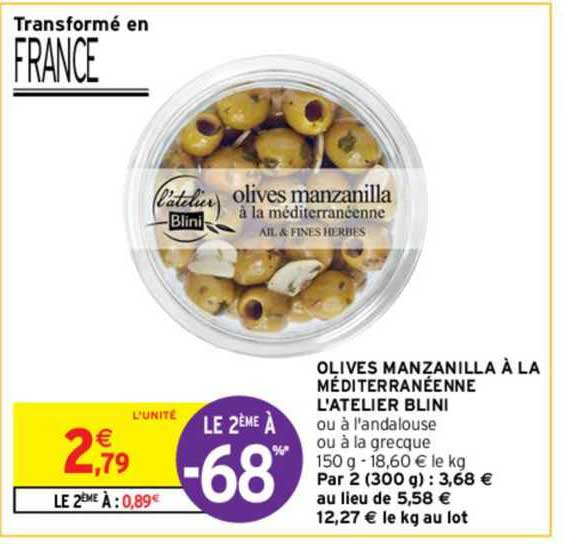 olives manzanilla à la méditerranéenne l'atelier blini