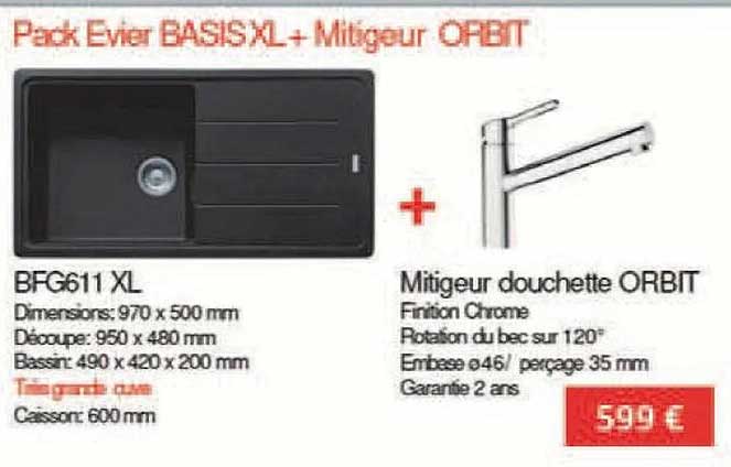 pack evier basisxl + mitigeur orbit