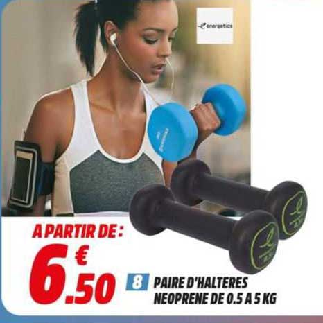 paire d'halteres neoprene de 0.5 à 5kg
