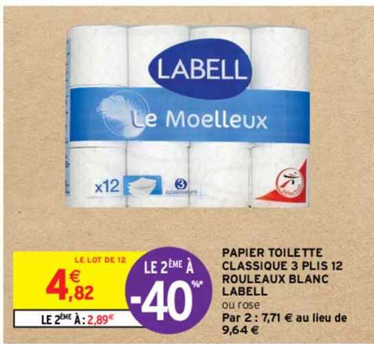 papier toilette classique 3 plis 12 rouleaux blanc labell