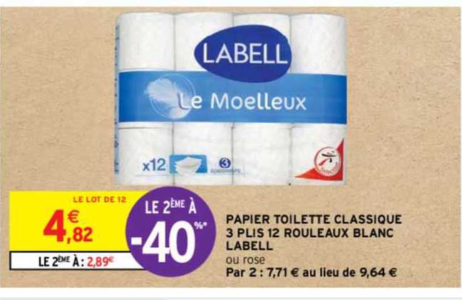 papier toilette classique 3 plis 12 rouleaux blanc labell