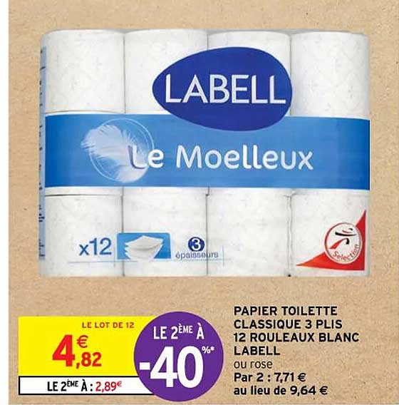 papier toilette classique 3 plis 12 rouleaux blanc labell