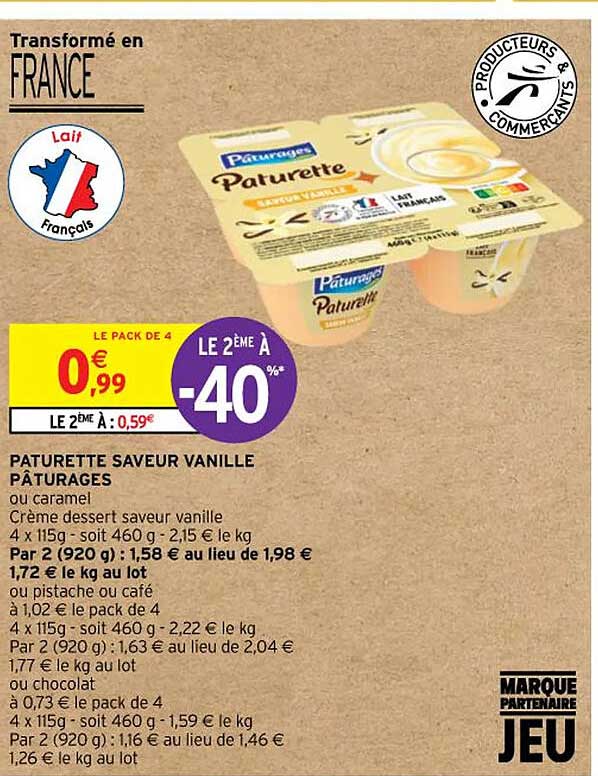 Paturette Saveur Vanille Pâturages