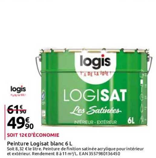 Peinture Logisat Blanc 6l Logis