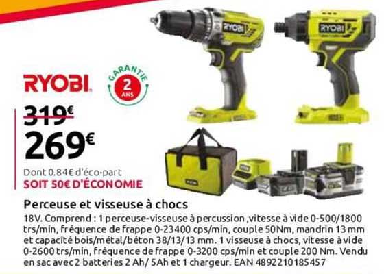 perceuse et visseuse à chocs ryobi