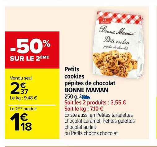 petits cookies pépites de chocolat bonne maman