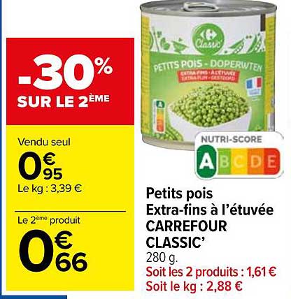 petits pois extra-fins à l'étuvée carrefour classic'