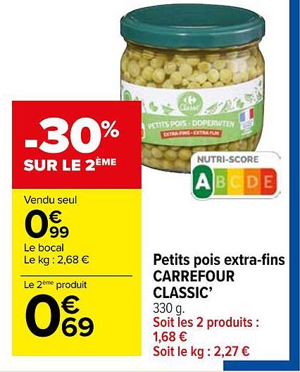 petits pois extra-fins carrefour classic'