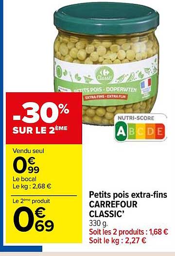 petits pois extra-fins carrefour classic'