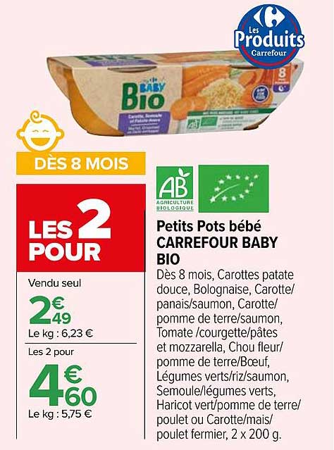 petits pots bébé carrefour baby bio