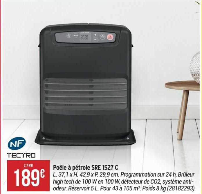 poêle à pétrole sre 1527 c tectro
