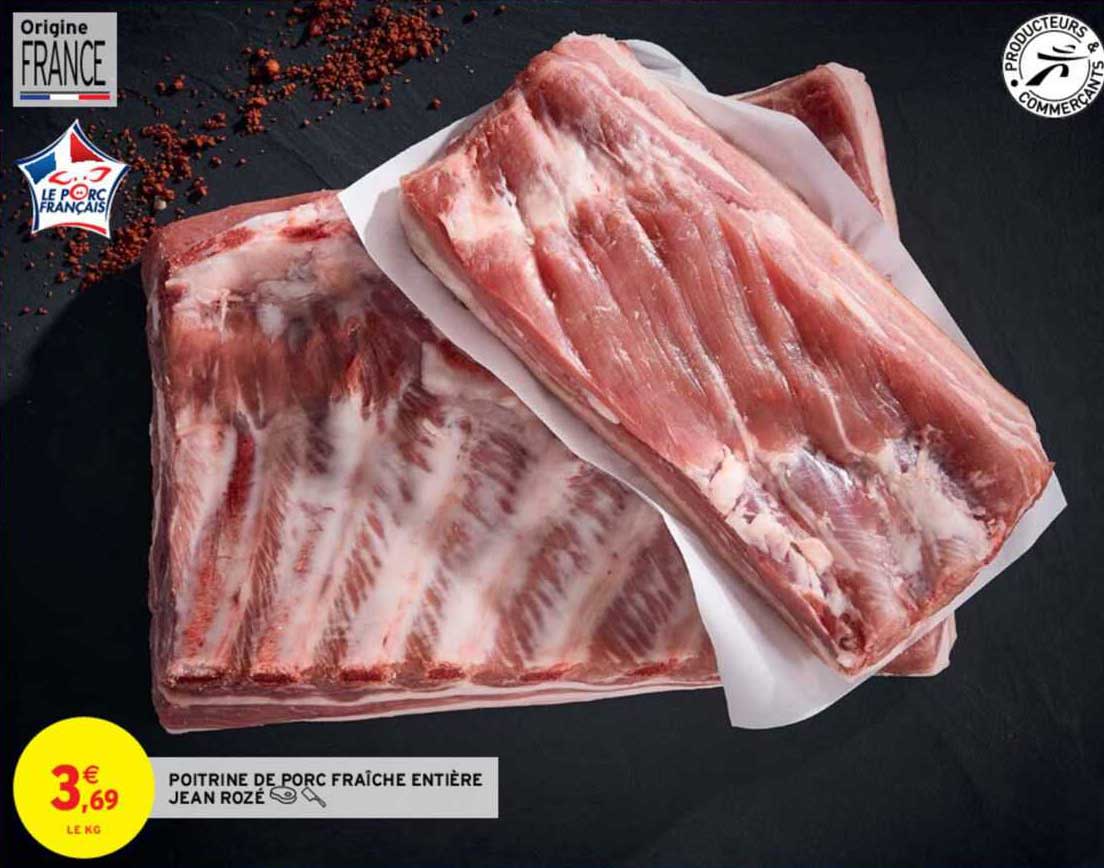 poitrine de porc fraîche entière jean rozé
