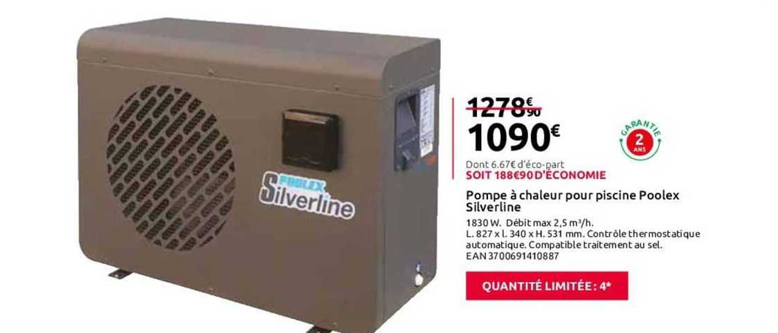 pompe à chaleur pour piscine poolex silverline