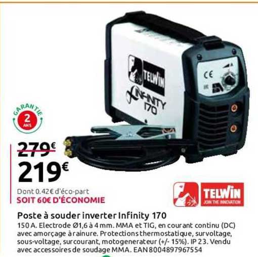 poste à souder inverter infinity 170 telwin