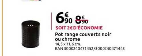 Pot Range Couverts Noir Ou Chrome