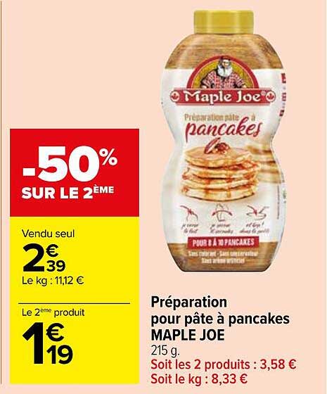 préparation pour pâte à pancakes maple joe
