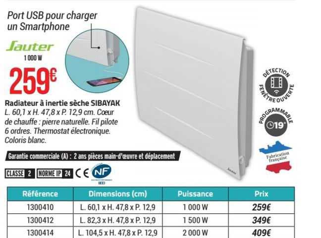 Radiateur à Inertie Sèche Sibayak Sauter